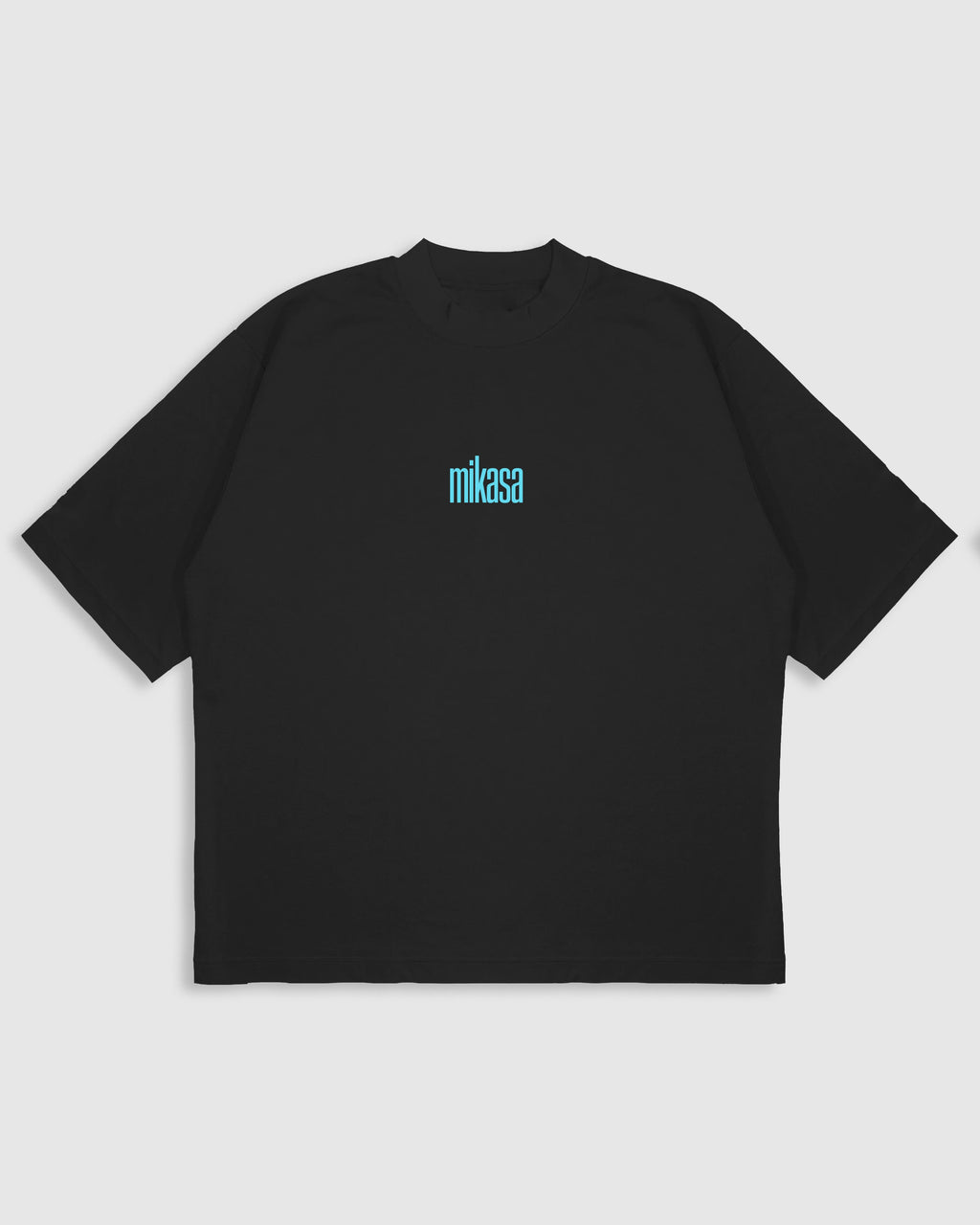 Black t-shirt with colorful graphic design on the back, displayed on a white background