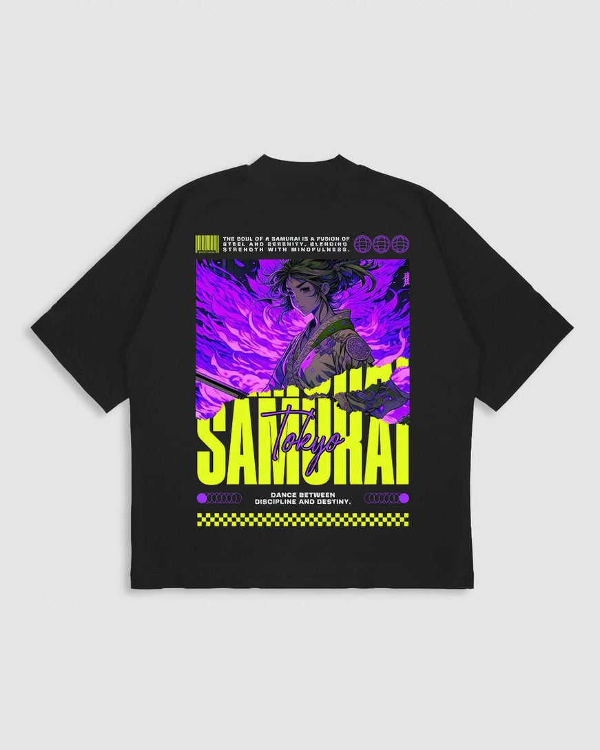 Samurai Neon Edge Oversized Tshirt for Men and Women